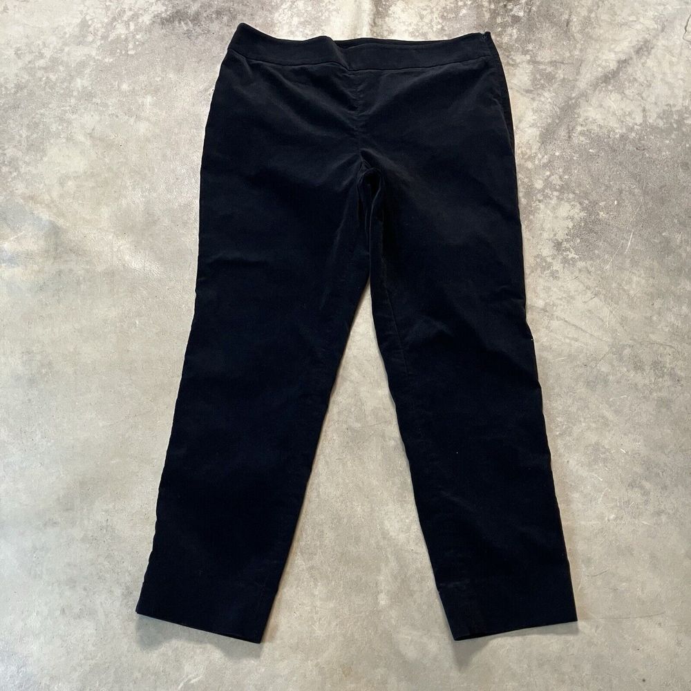 Talbots Pants Womens 12‎ Petite Black Chatham Ankle Side Zip Flat Front